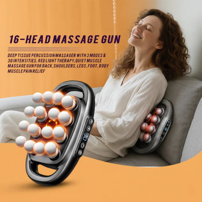 16-Head Deep Tissue Fascia Massager – Full-Body Handheld Muscle Relaxation with Adjustable Power Levels