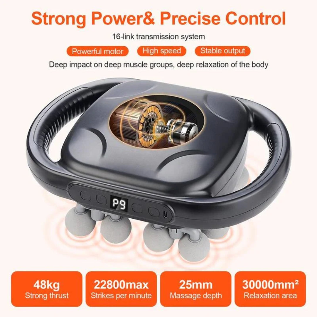 16-Head Deep Tissue Fascia Massager – Full-Body Handheld Muscle Relaxation with Adjustable Power Levels